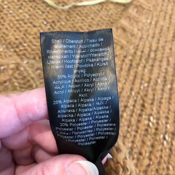 Ichi caramel golden brown v neck alpaca blend sweater size Extra Small XS - Picture 10 of 16